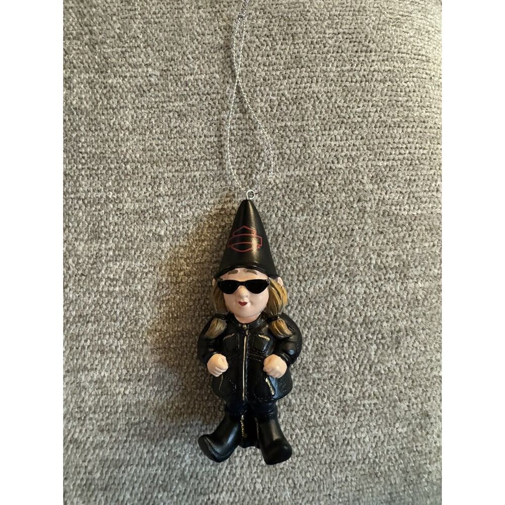Harley Davidson® Sculpted Lady Biker Garden Gnome Holiday Christmas Ornament